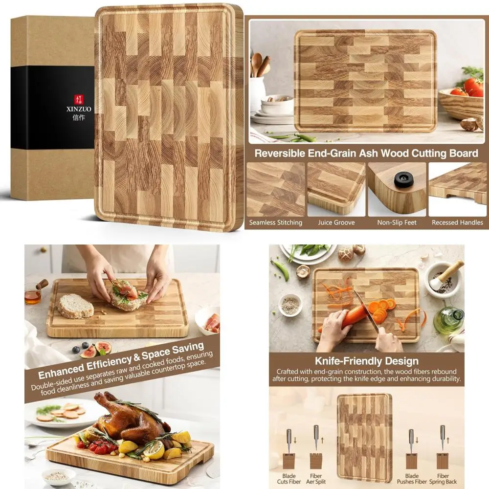 

Кухонная разделочная доска из зернистого дерева для мяса и нарезки, 13,8 л x 9,8 Вт x 1 т, деревянная доска большого размера для приготовления пищи