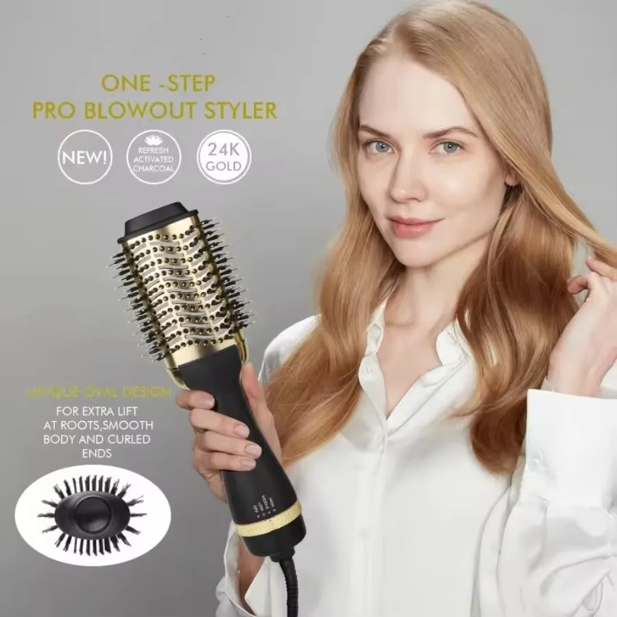 One Step Hot Air Brush 1000w Styler and Volumizer Hair Straightener Curler Comb Electric Ion Blow Dryer Brush Household Hot Com