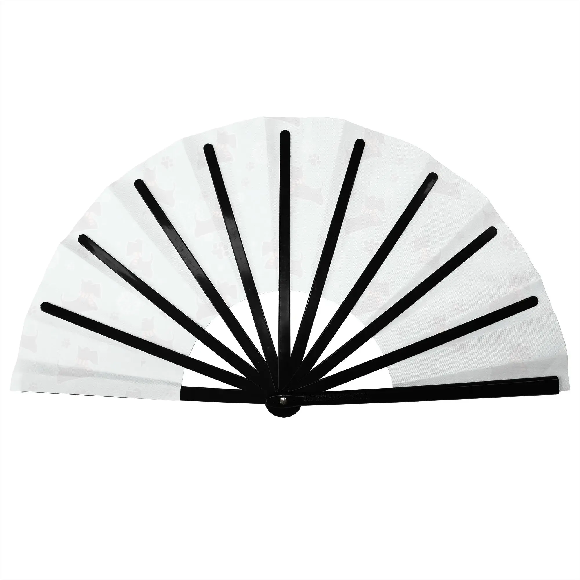Snowy Scottie Dog Portable Pocket Fan Outdoor Scottish Terrier Polyester Folding Fan Chinese Dance Handheld Cooling Fans