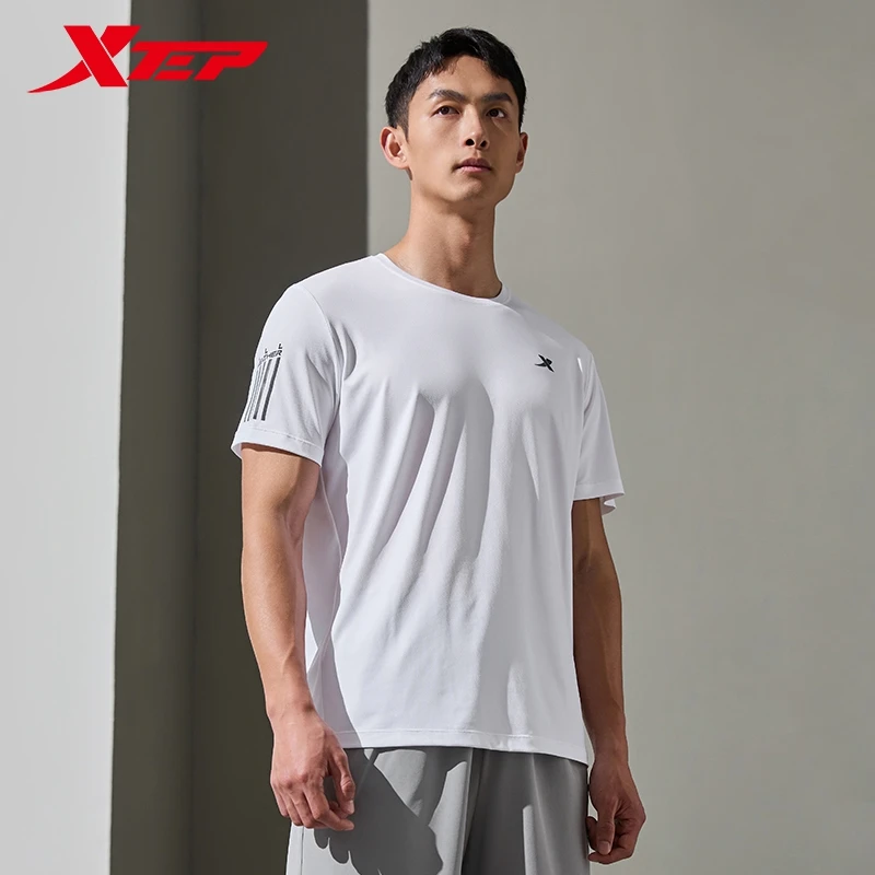 Xtep Short Sleeve Knitted Shirt For Men 2024 Summer Sweat-Absorbing Men\'s T-shirt Training Comfortable Outdoor Tops 876229010031