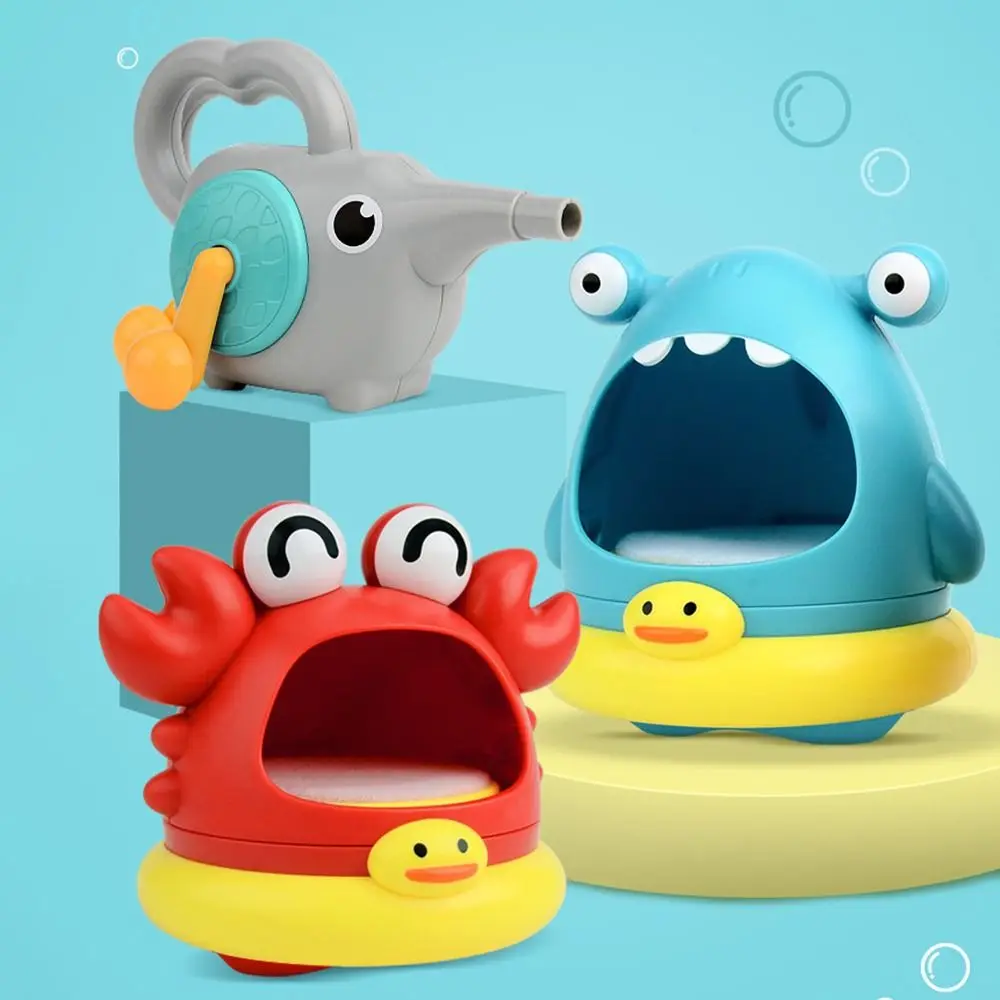 Cartoon Haie Und Krabben Form Baby Bad Spielzeug Manuelle ABS Blase Maschine Schaum Maker Blasen Blase Spielzeug