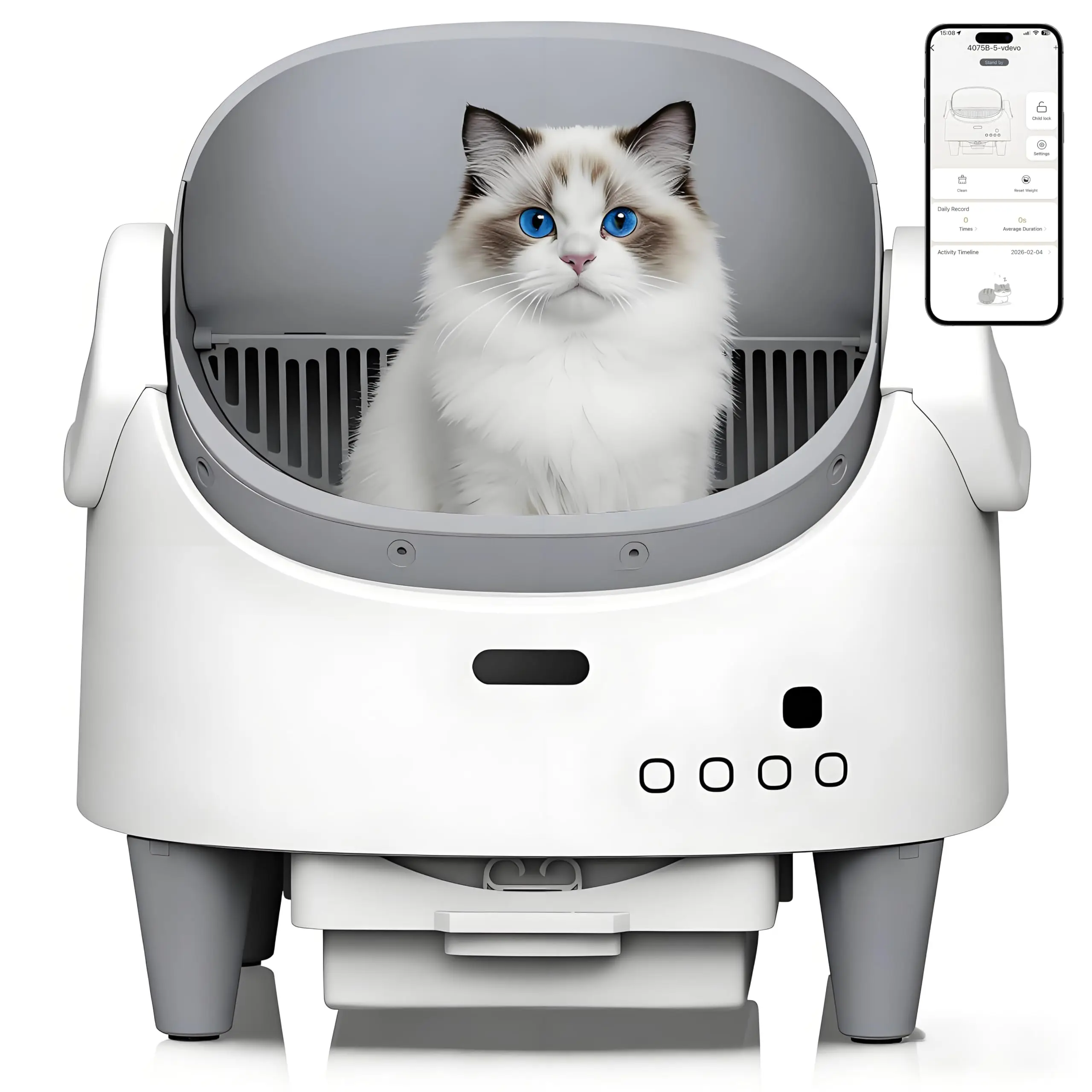 Automatische Zelfreinigende Kattenbak Open Top App Besturing Verstelbare Multi-Detector Huisdierentoilet Kattenbak voor Meerdere Katten