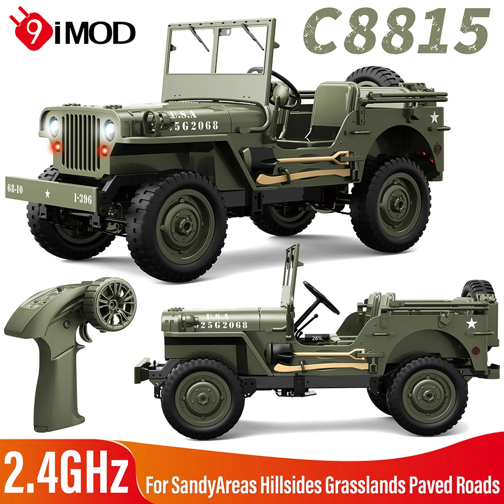 9IMOD C8815 RC Car Jeep 2.4GHZ 4WD 17G Servo 50M Distance Multi-Purpose Off-Road Car For SandyAreas Hillsides Grasslands