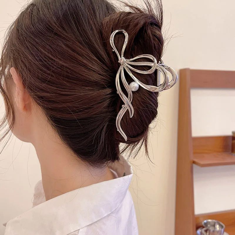 New Punk Geometric Metal Gold Silver Simple Hair Clip Claw for Women Trendy Large Crab Catches Clamp Korea Headwear Accessories