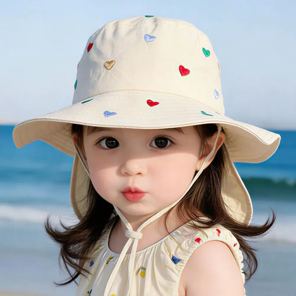 Cartoon Print Children Quick-drying Hat Quick Drying Breathable Children Bucket Hat with Shawl Thin Sunscreen Caps Summer Season