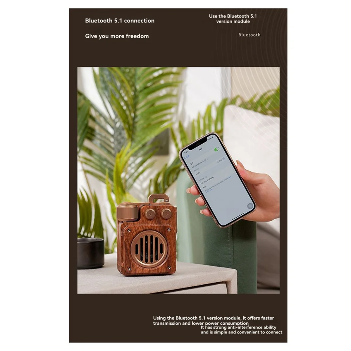 

Портативный звуковой ящик для аудитории, Bluetooth-динамик, ретро уличное радио, беспроводное соединение, музыкальный плеер в винтажном стиле