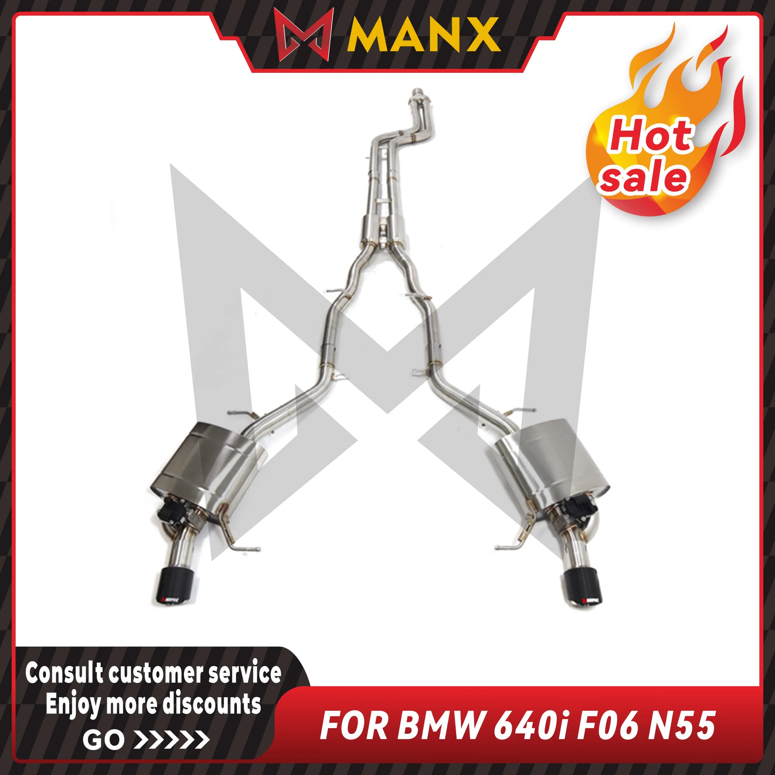 

Выхлопная система с клапаном Catback для BMW 640i F06 N55, выхлопная система из нержавеющей стали 304, прямая посадка с дистанционным управлением