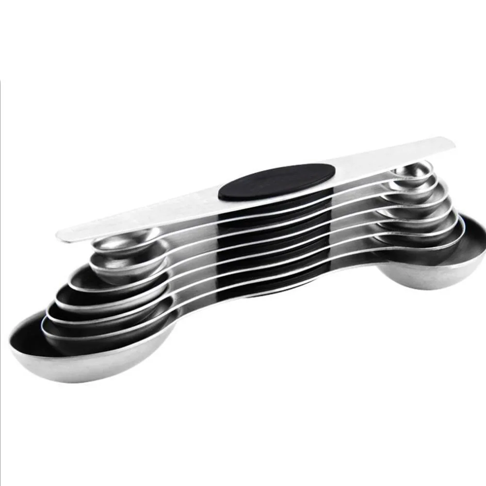 

8Pcs Dual Headed Measuring Spoons Stainless Steel Kitchen Tool Baking Supplies Precise Liquid Round End Spice Scoop with