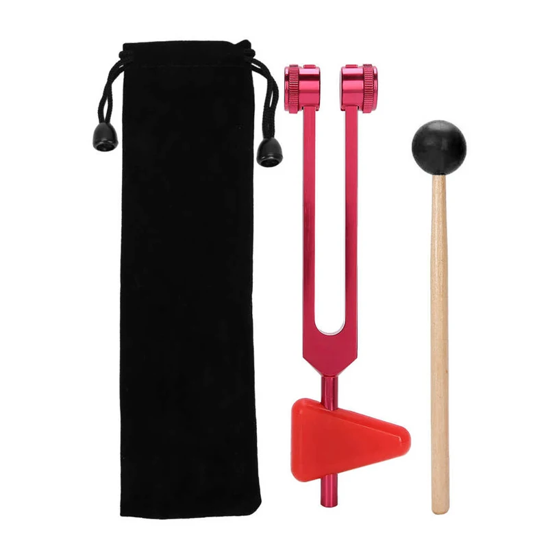 Neurological 128Hz Chakra Tuning Fork with Triangle Percussion Taylor Reflex Hammer Stick for Sound Healing Massager Therapy A1