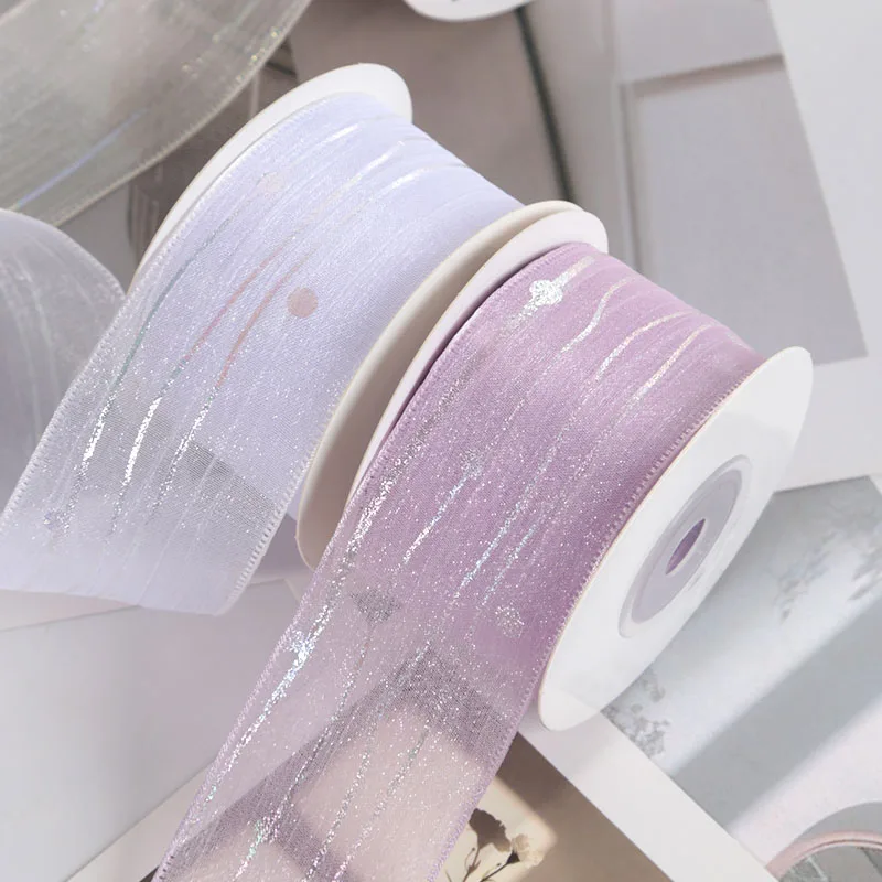 New 10 yards Snow Silk Ribbon DIY Bow Hair Accessories Gift Bouquet Packaging Ribbon Clothing Ribbon Lace
