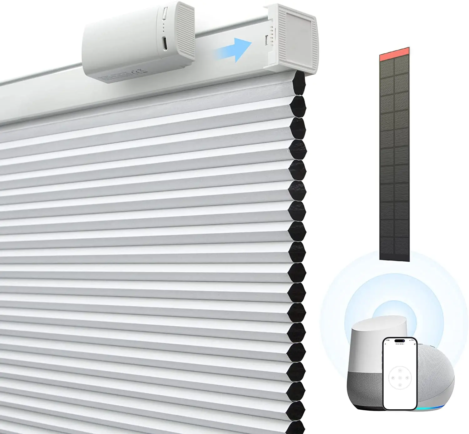 

High Quality Smart Blind Controller Internal Electric Shade Automated Solar Shade Fabric Honeycomb Blind