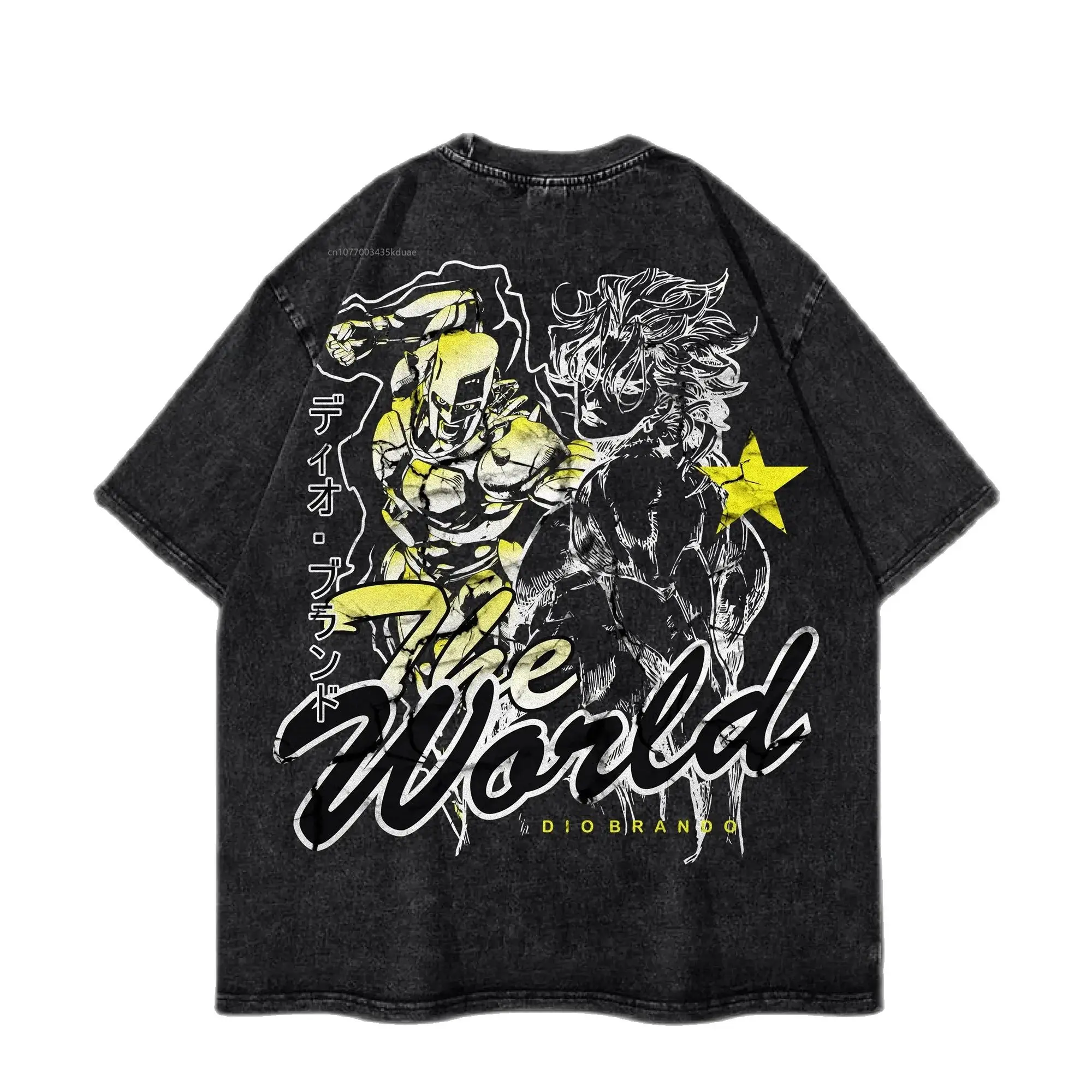 

Jojo's Bizarre Adventure Anime Printed Washed T Shirt Men Streetwear T-Shirt Harajuku Cotton Casual Clothing Summer Tops Tees