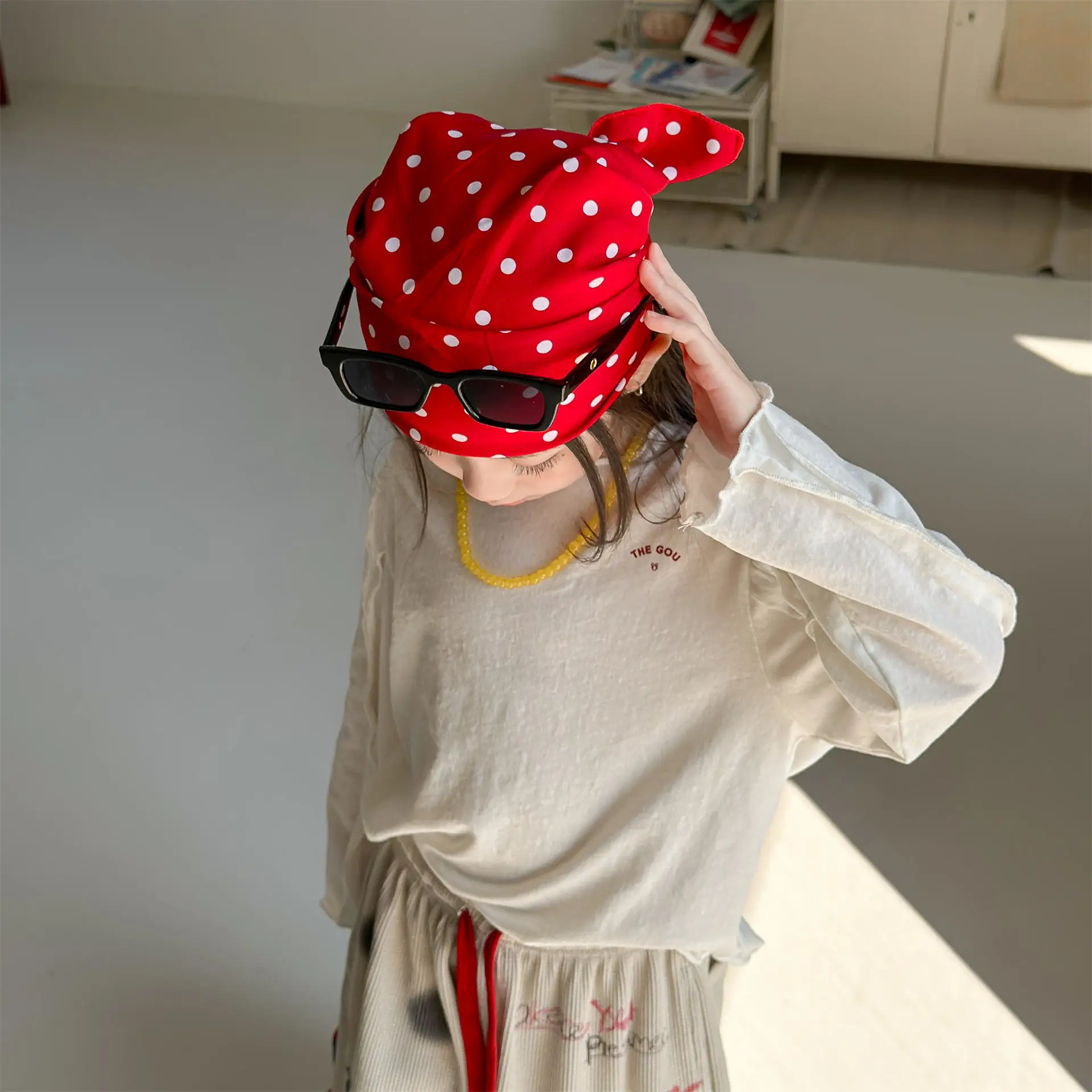 

2026 Spring New Children Long Sleeve T Shirts Cotton Girls Letter Bottoming Shirts Toddler Polka Dot Loose Tops Kids Clothes