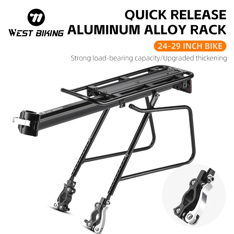 WEST BIKING Bicycle Trunk Rack Quick Release Aluminum Alloy Rack Bike Rear Seat Rack Cargo Rack With Reflector Bike Accessories