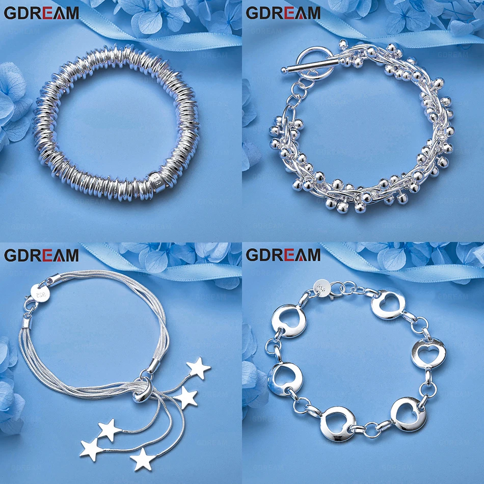 

GDREAM 925 Sterling Silver Multi-Vine Grape Bead Ot Clasp Bracelet Charm Versatile Women'S Party Jewelry