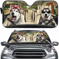 Greture Husky Dog-parasol para parabrisas de coche, ventana delantera de camión SUV, visera protectora, cubierta de 57x27,5 pulgadas, parasol de coche 5.