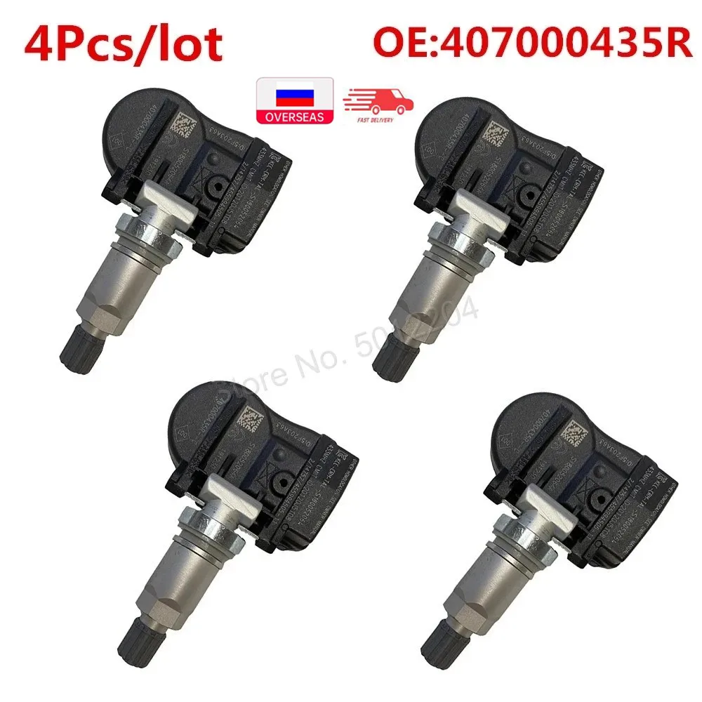 

4pcs 407000435R TPMS Tire Pressure Sensor For Renault Megane Laguna Fluence Latitude 433MHZ 40700-0435R, S180052064Z