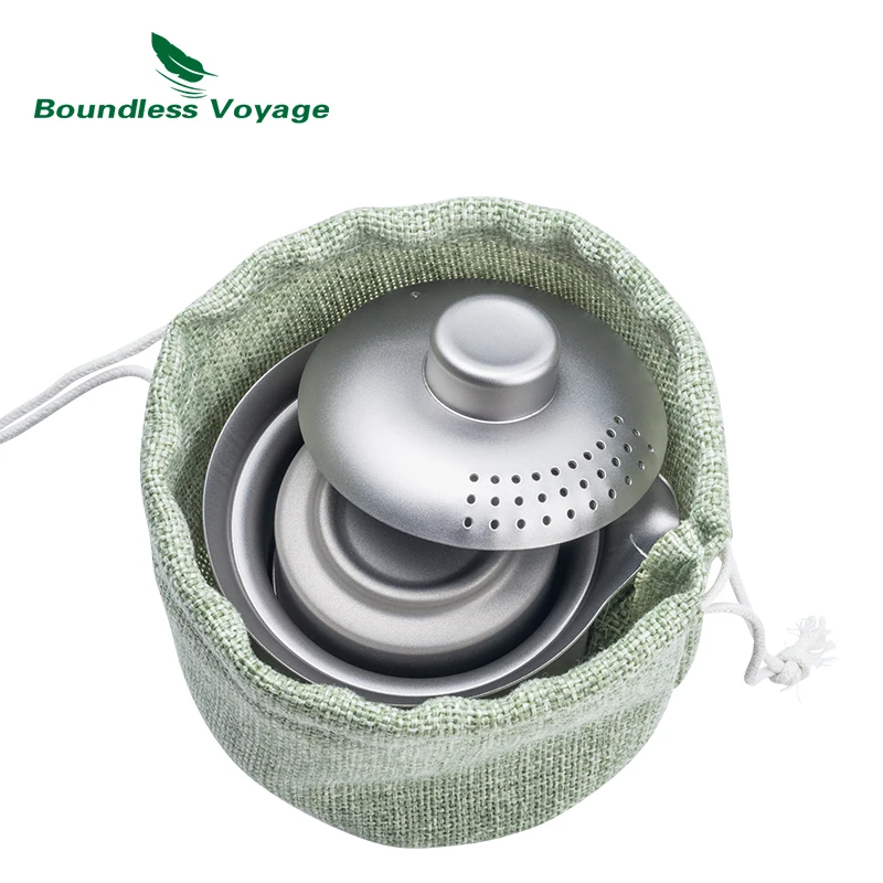Boundless Voyage Titanium Tea Maker Double-Layer Teacup Lightweight Tea Set Outdoor Camping Portable Tea Pot Portable Travel Cup - Image 3