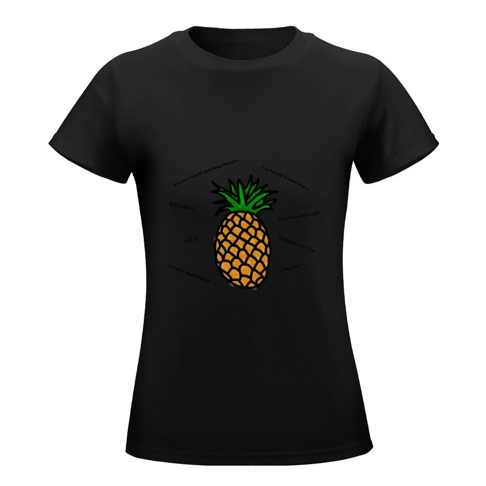 Psych Pineapple + Quotes T-Shirt Aesthetic clothing summer tops kawaii clothes western t-shirt dress for Women