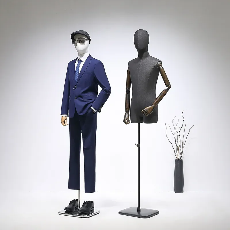 Men Half Body Mannequin for Clothing Store Window Display Suit Dress European Split Legged Dummy Frame Props