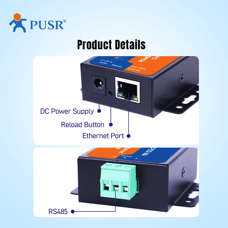 PUSR RS485 to Ethernet Converters Serial Device Server Modbus RTU to TCP USR-TCP232-304