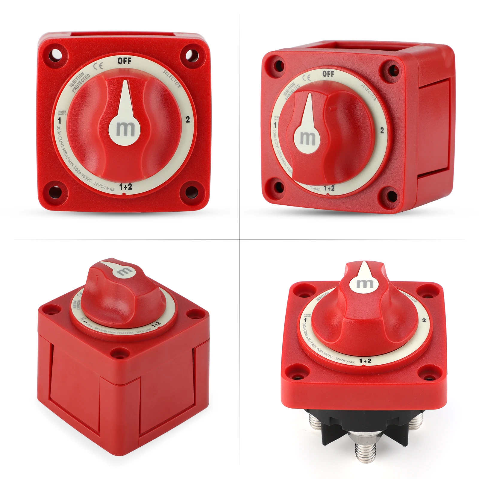 3 4 Position 32V 300 Amp M-Series Waterproof Ignition Protected Marine Boat Dual Battery Isolator Mini Selector Switches