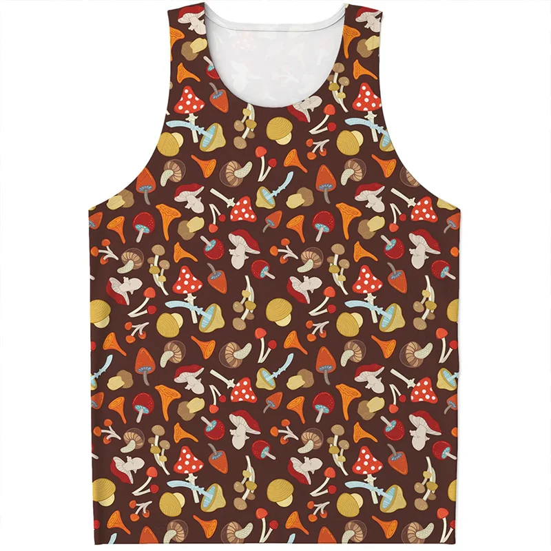 Cartoon Mushroom Graphic Tank Top For Men Children Fashion 3d Print Plants Tees Summer Oversized Vest Street Harajuku Tops