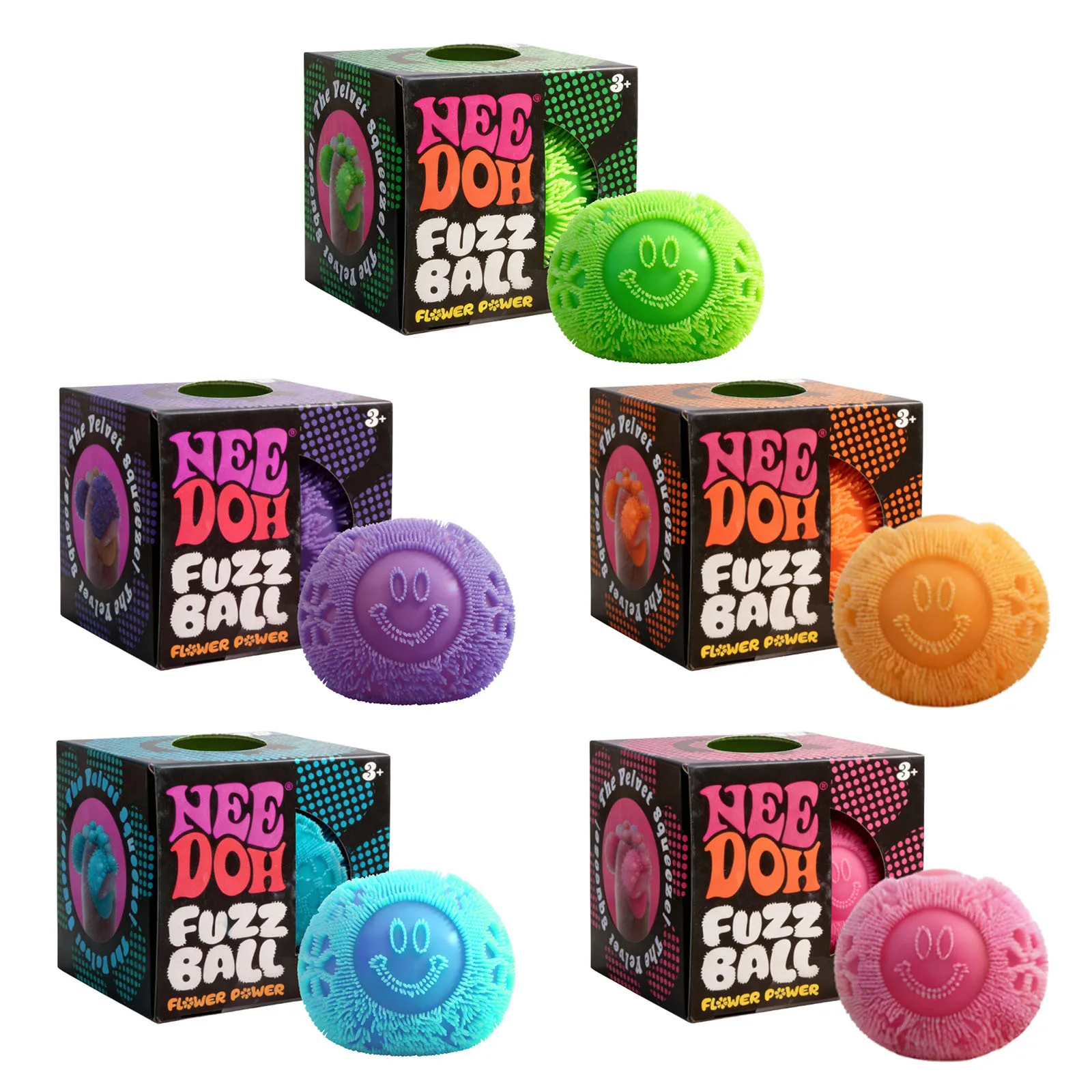 

Nee Doh Fuzz Ball Blind Box Cute Smiley Face Flower Shape Soft Non Sticky Stress Relief Squeeze Toy For Office Home Kids Adults
