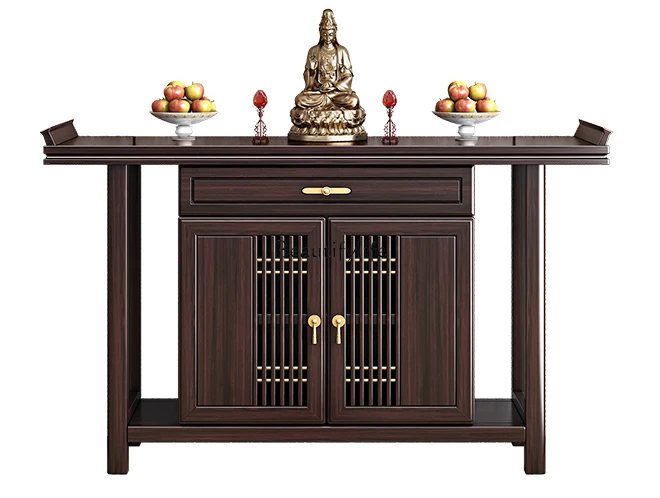 

New Chinese Solid Wood Console Buddha Shrine Purple Gold Ebony Altar a Long Narrow Table Fragrance