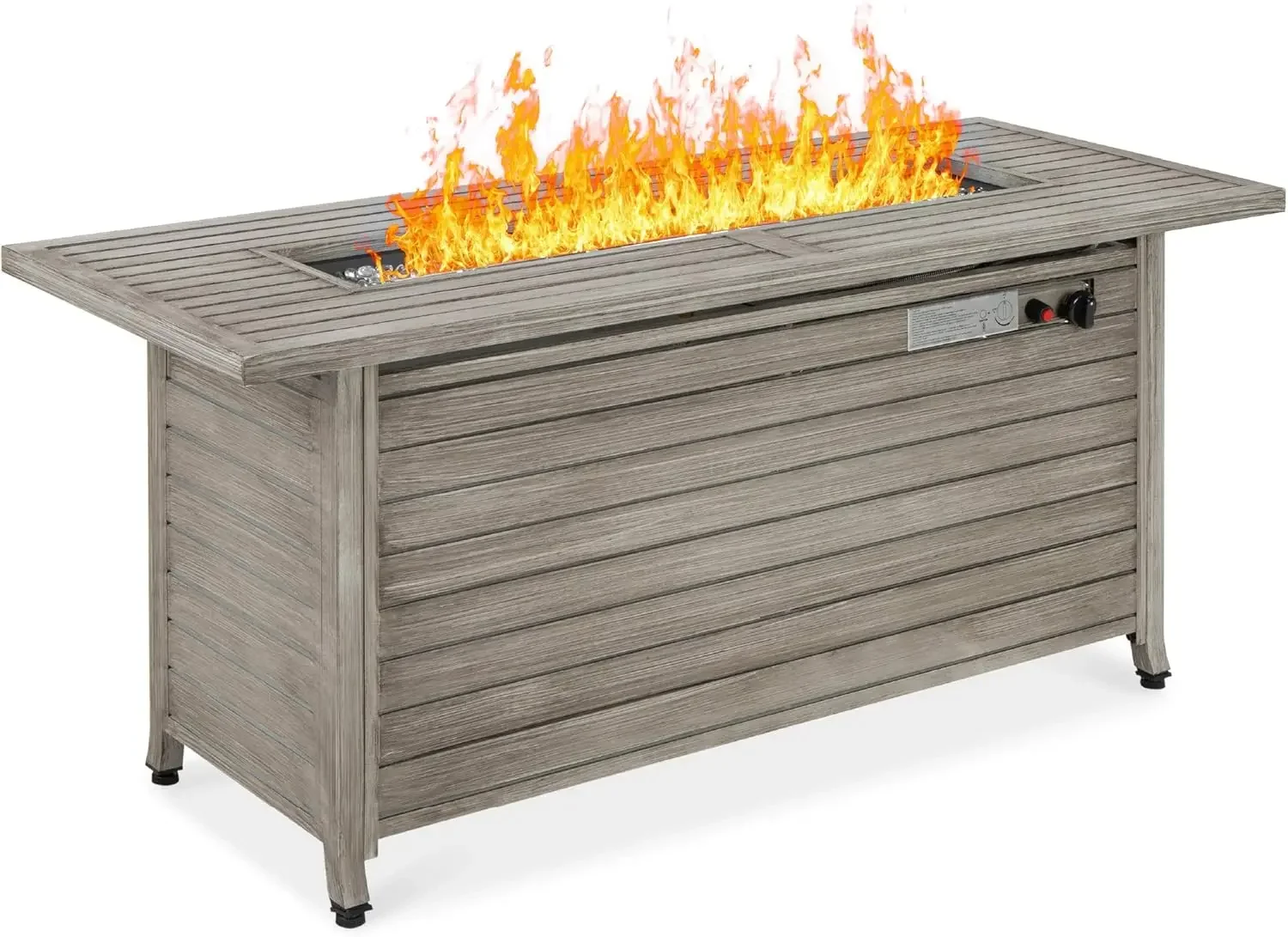 57in Propane Gas Fire Pit Table, 50,000 BTU Outdoor Rectangular Firepit for Outside, Patio w/Extruded Aluminum Table Top