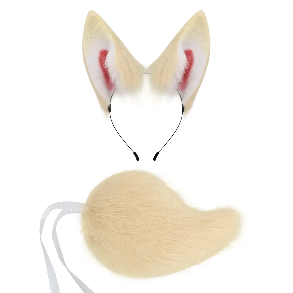 

Kawaii Rabbit Ear Headband Tail Plush Faux Fur Cosplay Costume Props for Halloween Party Role Play Girl Anime Tails