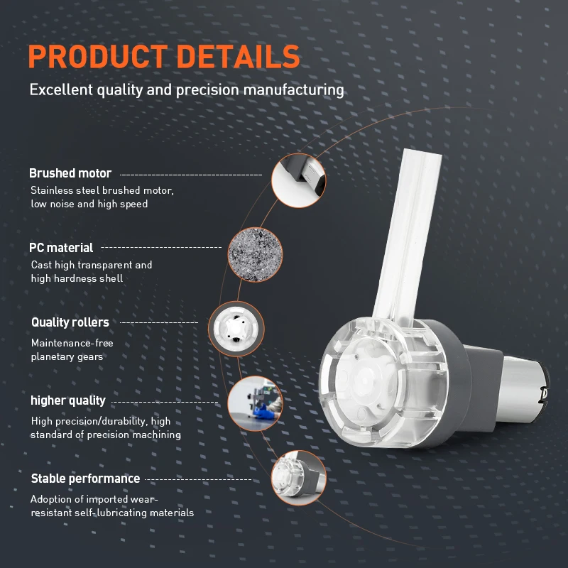 LEFOO 3v/6v Low Price Peristaltic Pumps for Laboratory 12V Dc 0-2ml Micro Peristaltic Dosing Pump for Viscous Liquid Dispensing