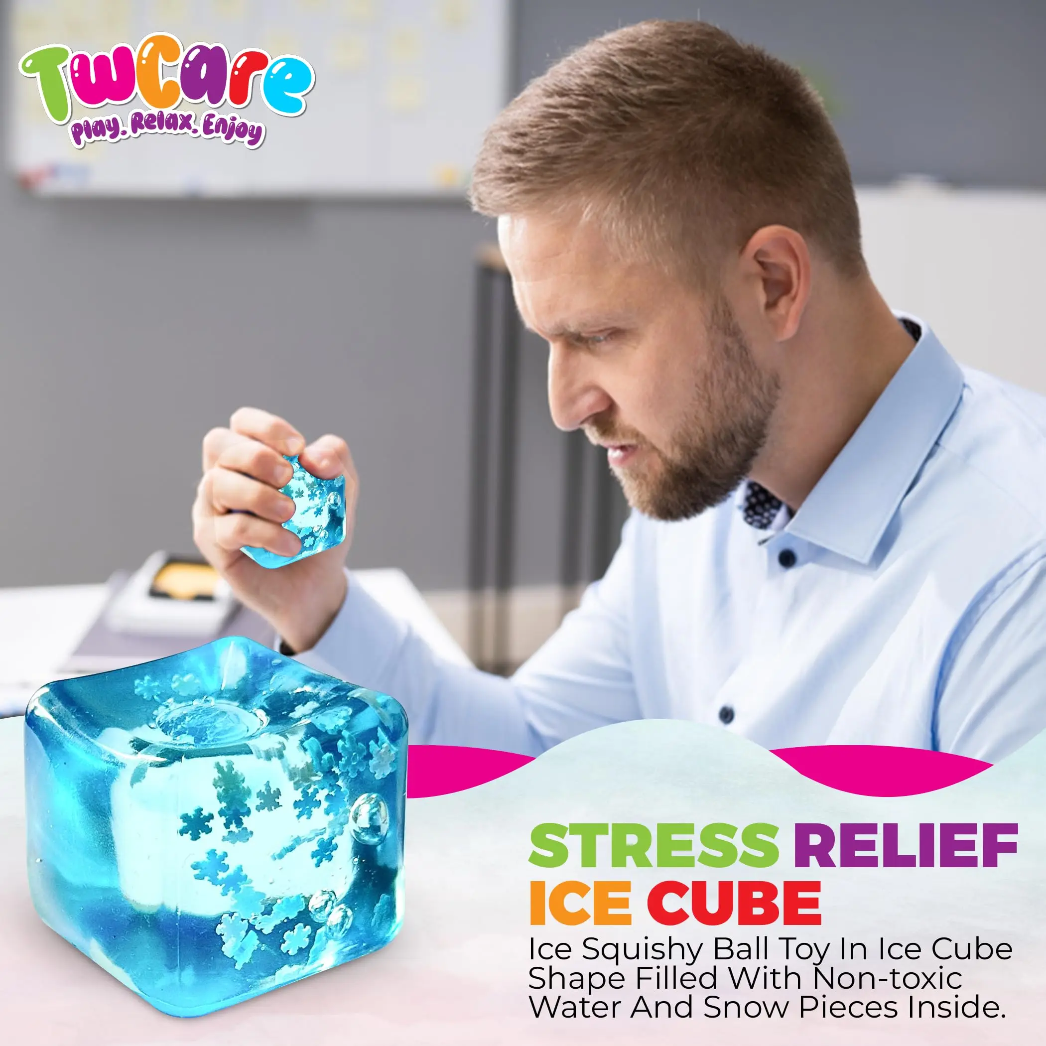 Morbido e bello cubo di ghiaccio Squishy, giocattolo sensoriale Fidget Palla antistress Giocattolo da spremere per autismo Ansia Bambini Adulti Decompressione Anti-stress
