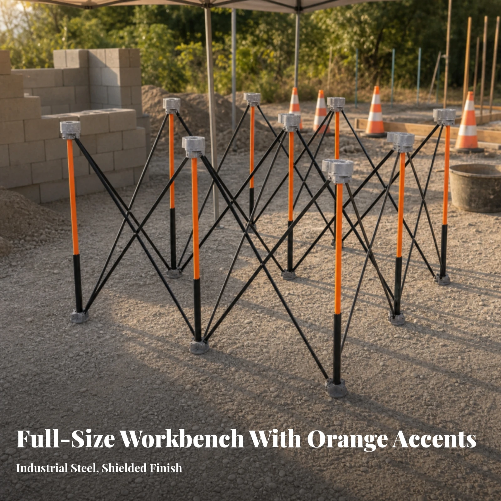 Expandable Workbench with Telescoping Legs Space-Saving Folding Metal Workbench Folding Work Stand Stable Woodworking Table