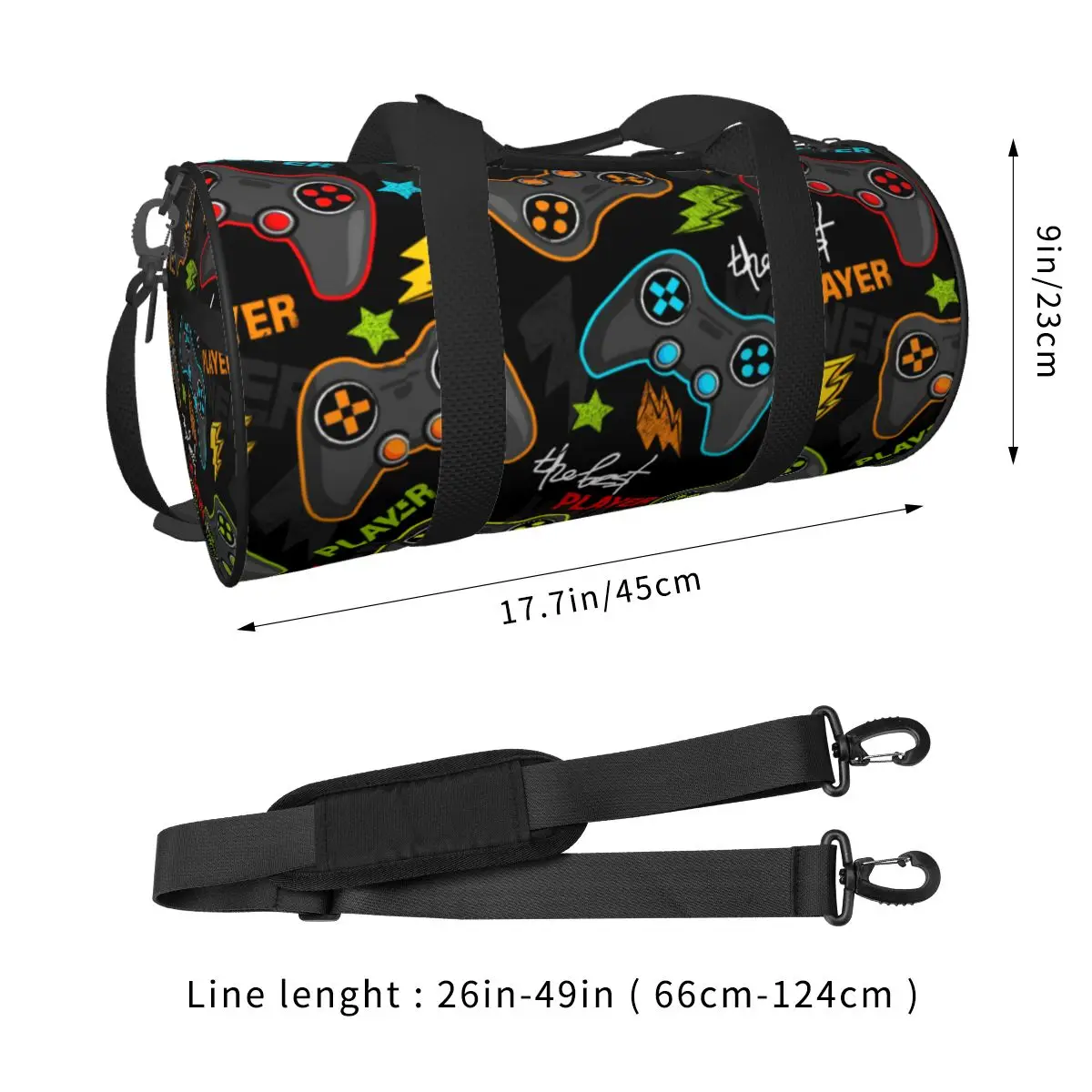 Abstract Colorful Joystick Sport Bags Game Cool with Shoes Gym Bag Outdoor Men Printed Handbag Luggage Funny Fitness Bag