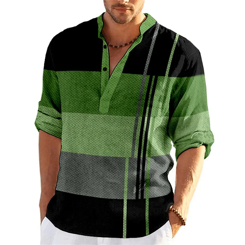 2023 Cotton Linen Shirt High-end Men\'s Long-Sleeved Shirt Spring And Autumn Color Collars Casual Style Top T-shirt