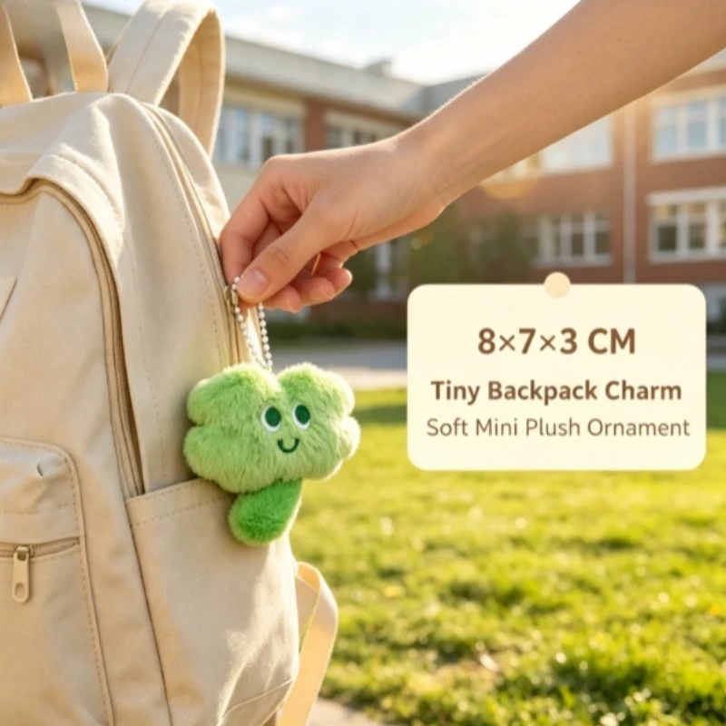 Furry Lucky Grass Keychain Backpack Pendant Cute Decor Gift for Student Ladies Girls