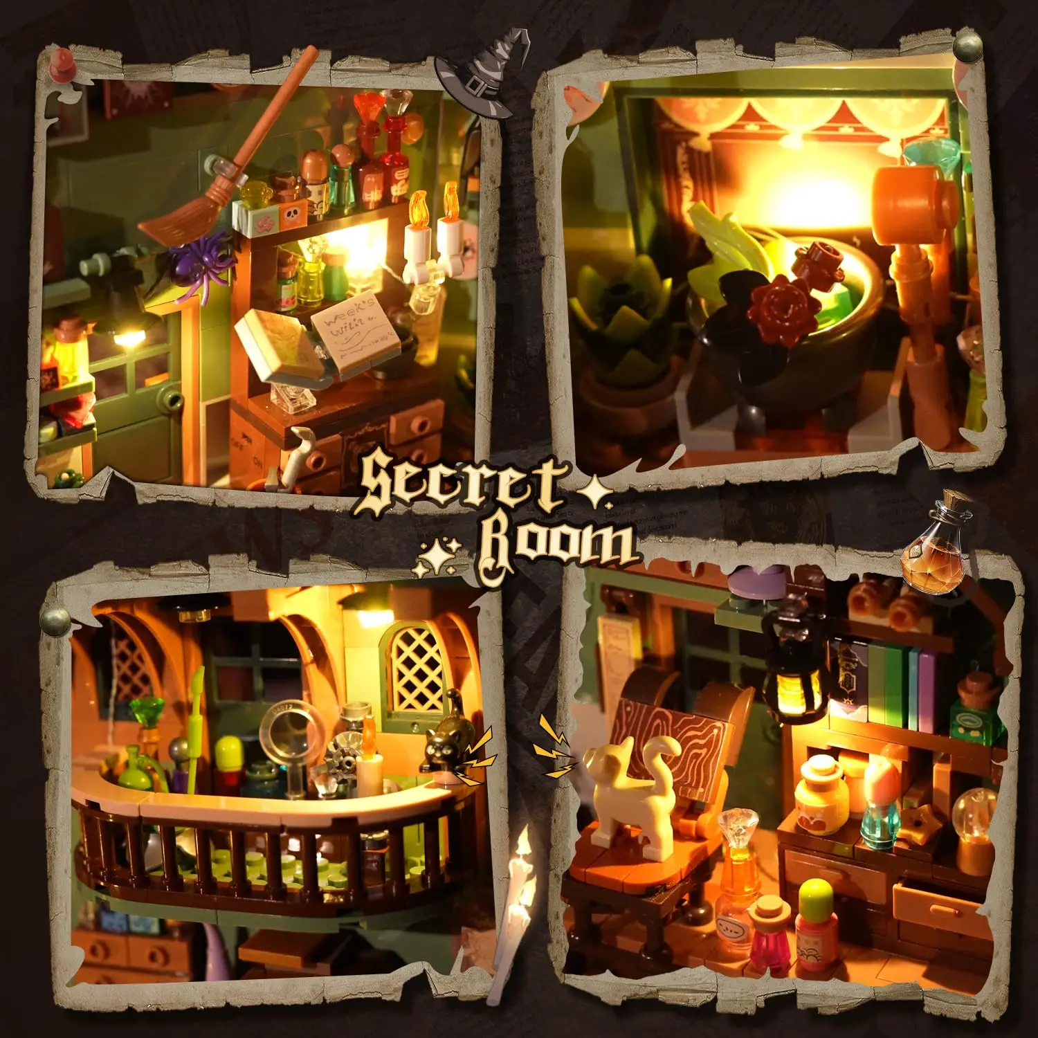 مجموعة بناء دفتر الجرعة السحرية مع غلاف كتب خفيف يمكنك صنعه بنفسك لرف الكتب وديكور المنزل نموذج طوب مصغر للبالغين والأطفال