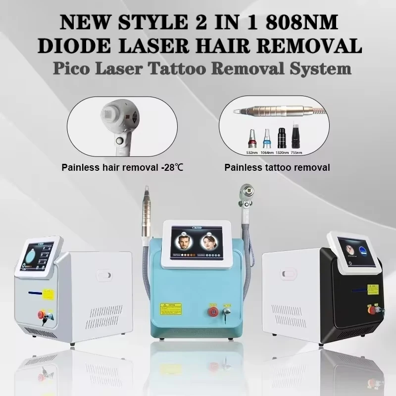 

2024 Newest Diode 2 in 1 Pico Laser 808 Laser Machine Picosecond + 808 Hair Removal Machine Diode Laser Plus Pico