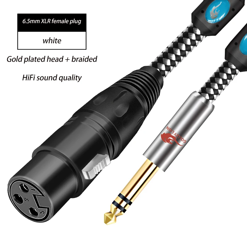 1/4 Inch TRS Stereo 6.5mm Male to XLR Female Balanced Audio Cable, Shielded Anti-Noise, for Speaker Microphone Mixer Guitar