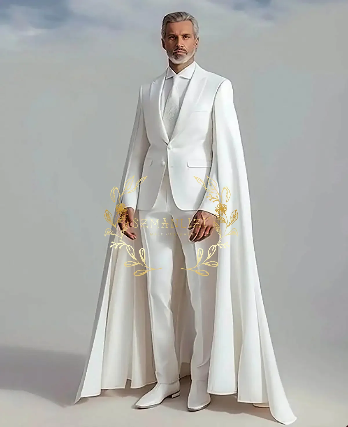Elegant Groom Wedding Suits Latest Design Jacket Cape Pants 2 Piece Men's Tuxedo Tailored Dinner Prom Blazer Best Man Clothing