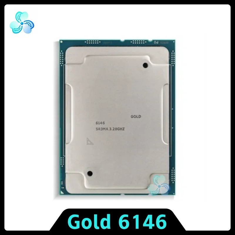Xeon Gold 6146 CPU SR3MA 3.20GHz 24.75MB 12-Cores 24-Thread 165W LGA3647 CPU Processor for Server Motherboard GOLD6146