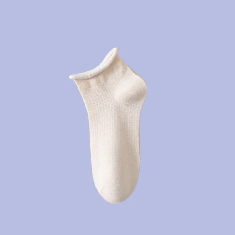 Chaussettes Courtes Absorbantes en Pur Coton pour Femme, Dépistolet ant, Tube Bouclé, Dentelle, Blanc, Mince, Respirant, Été, 5/10 Paires