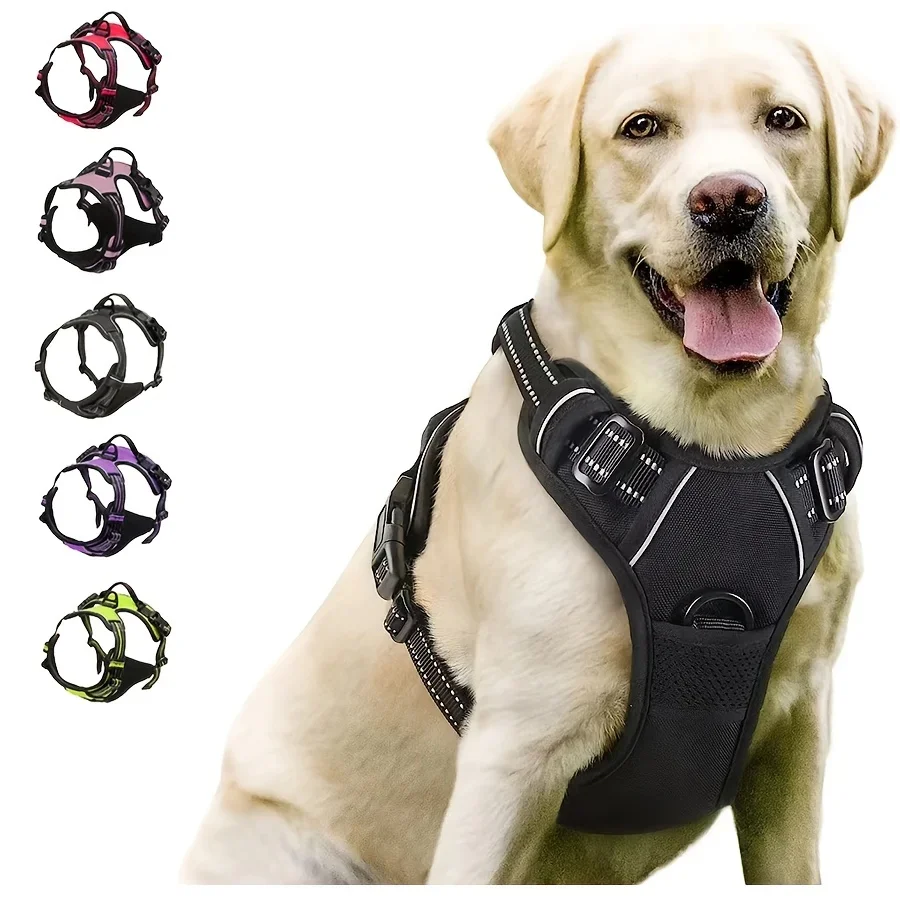 No Pull Dog Harness Front Clip Heavy Duty Reflective Easy Control Handle for Large Dog Walking