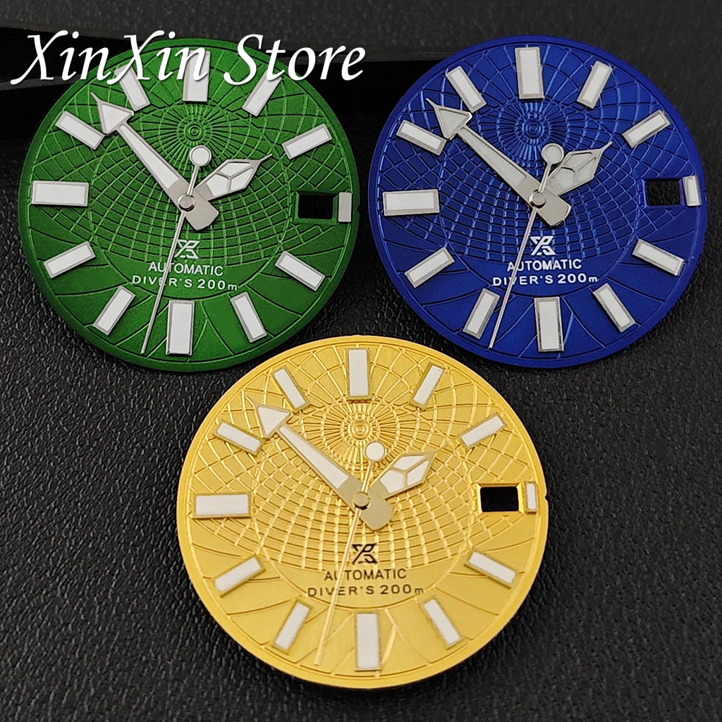 28.5mm NH35 Dial Green/Blue/White Watch Dial With Hands Modified Parts Green Luminous Replacement mod For NH35 NH36 Watch Dial
