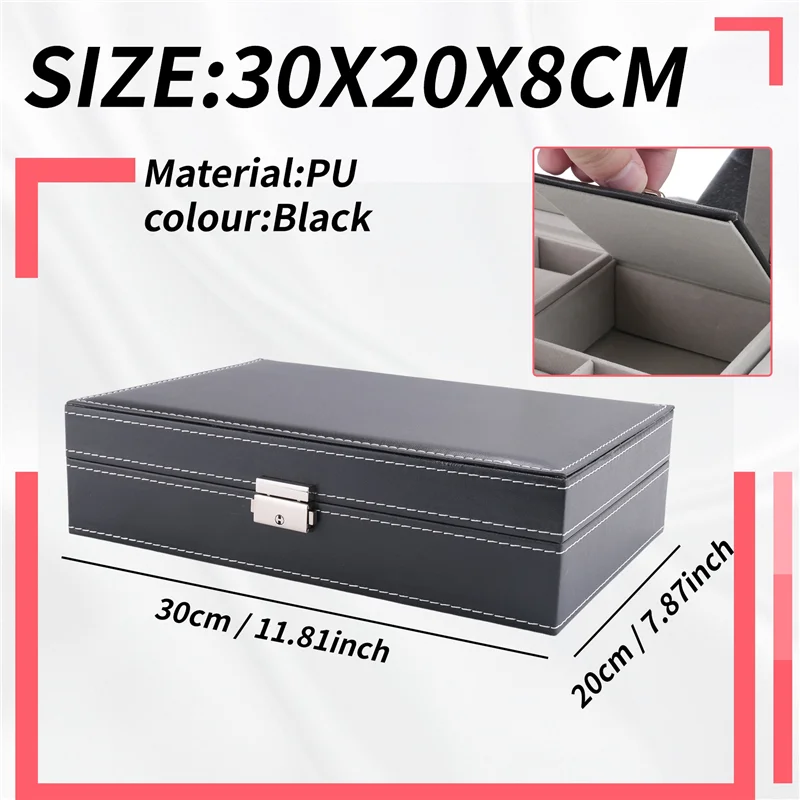 حافظات ساعات ABWR للرجال، منظم صندوق ساعة قابل للقفل مكون من 8 فتحات للرجال مع منظم مجوهرات