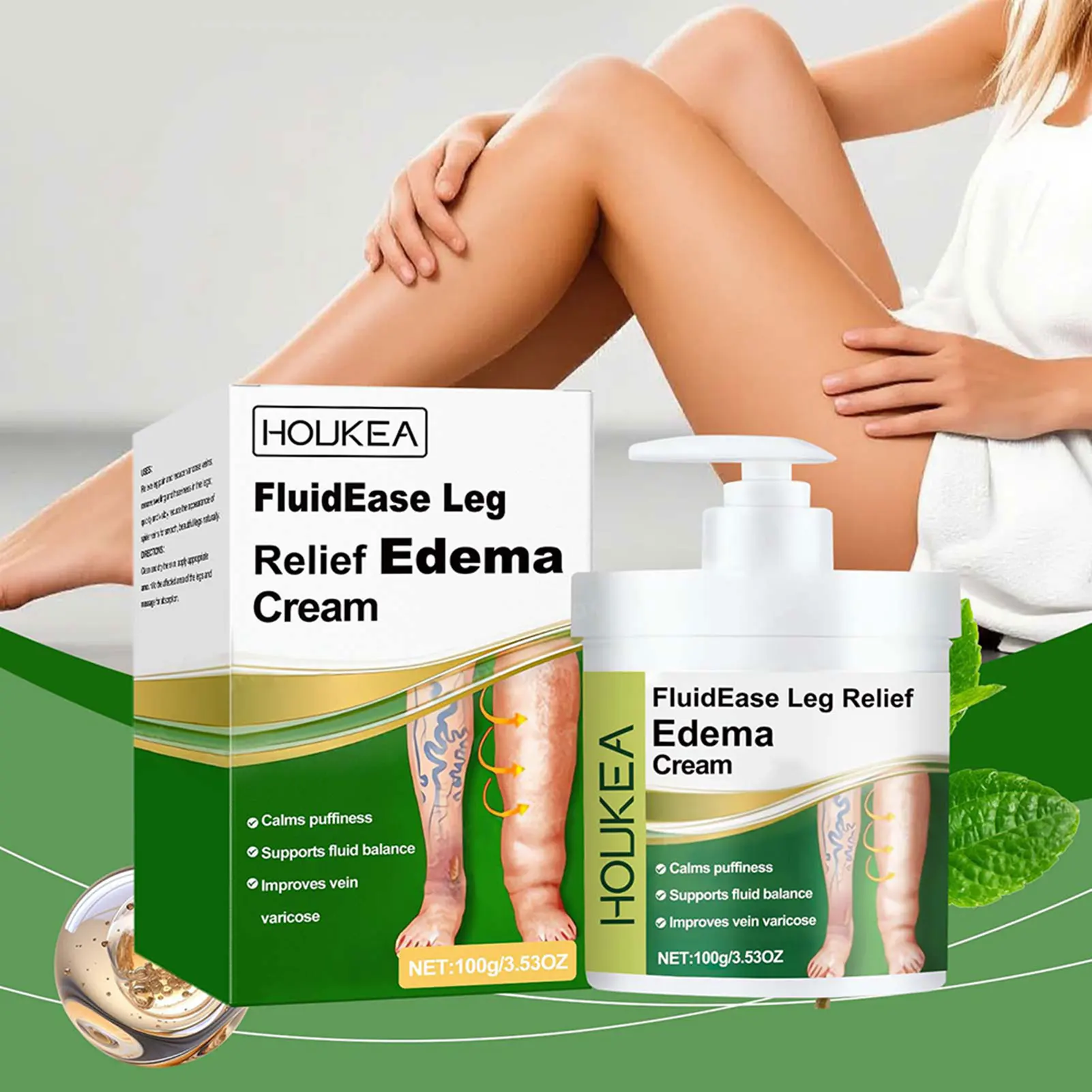 100g Leg Therapy Edema Cream Anti Swelling Cream for Legs Reduce Leg Swelling Naturally for Women Men