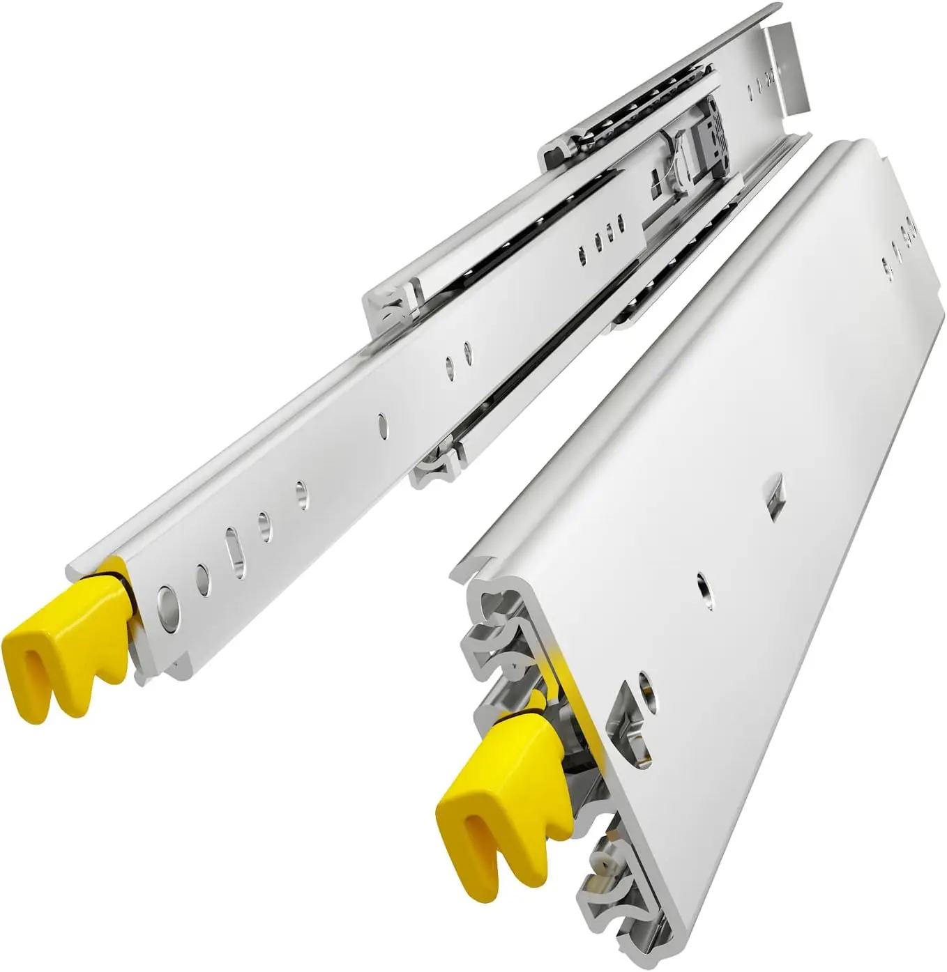 Black 60 Inch Industrial Heavy Duty Locking Side Mount Drawer Slides 3 Inch Width 3-Fold Full Extension Ball Bearing Rails Non-Detachable Lock-In & Lock-Out 379LB Load Capacity, 1 Pair