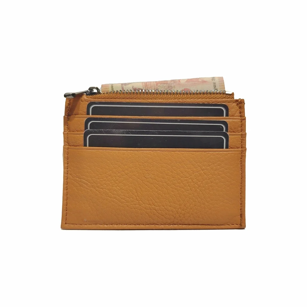

New Genuine Leather Slim Card Holders Top Zipper Coin Purse Credit Bank Card Bag Men Women Soft Cow Leather ID Card Holder Gift