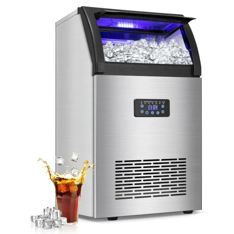 Commercial Ice Maker Machine 150LBS/24H with 50LBS Storage Bin, Stainless Steel Undercounter